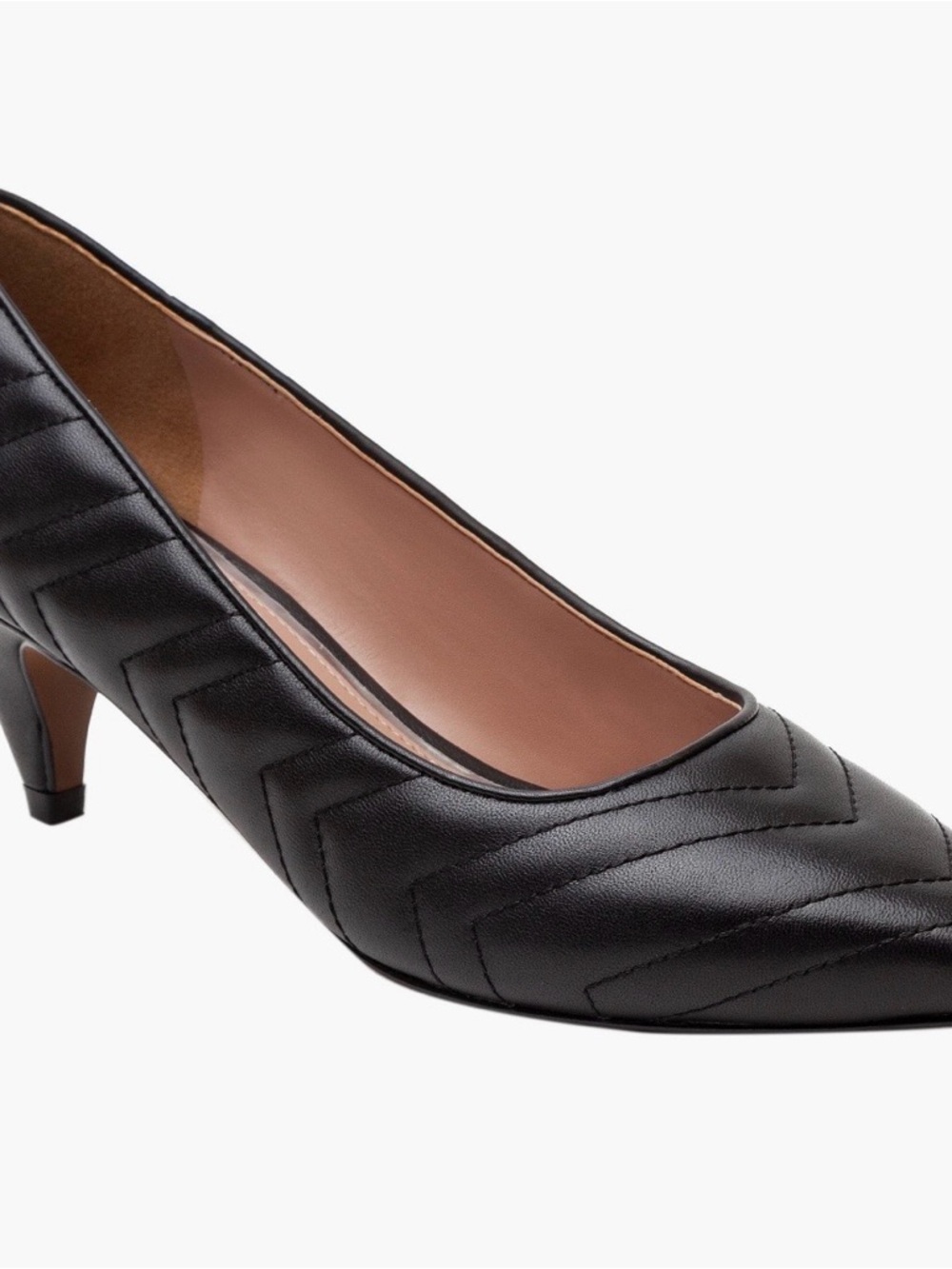 Linea Paolo Odie Pointed Toe Chevron Quilted Pump 9.5 Kitten Heel Black NIB New - Picture 2 of 6